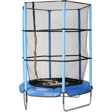 Trampolino Tappeto Elastico Ø140x185 cm in Acciaio con Rete di Protezione Blu