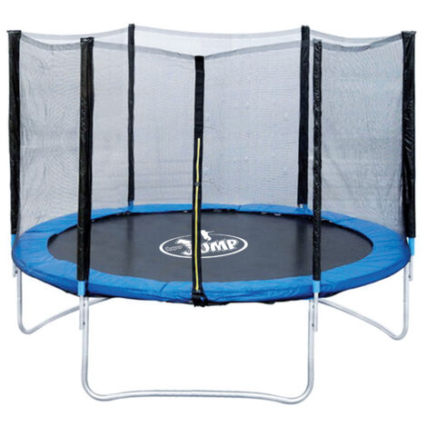 Trampolino Tappeto Elastico Ø244x200 cm in Acciaio con Rete di Protezione Nero e Blu