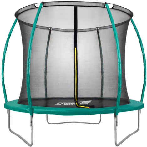 Trampolino Tappeto Elastico Ø244x235 cm in Acciaio con Rete di Protezione Verde e Nero