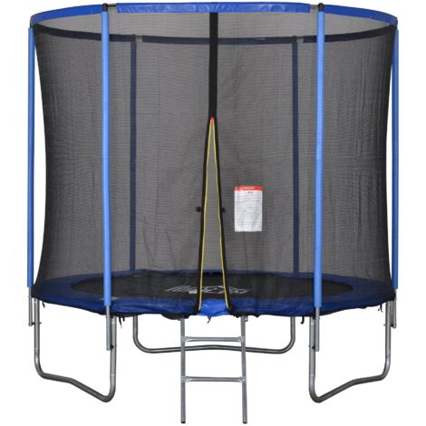 Trampolino Tappeto Elastico Ø244x240 cm con Rete e Bordo Imbottito Blu e Nero