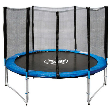 Trampolino Tappeto Elastico con Rete Ø 305 cm in Acciaio Galvanizzato Galvanizzato Blu