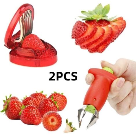 Trancheur de Fraises - Non spécifié - 2pcs - Acier Inoxydable - Rouge - Facile à Nettoyer
