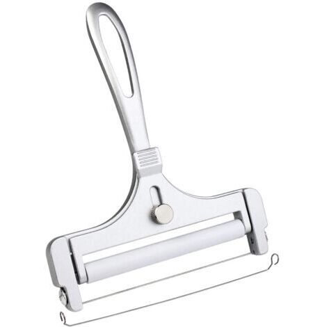 Trancheuse à fromage en fil d'acier inoxydable, trancheuse à fromage à épaisseur réglable, adaptée aux fromages à pâte molle et aux fromages semi-durs (argent givré) 5,9 x 4,5 pouces