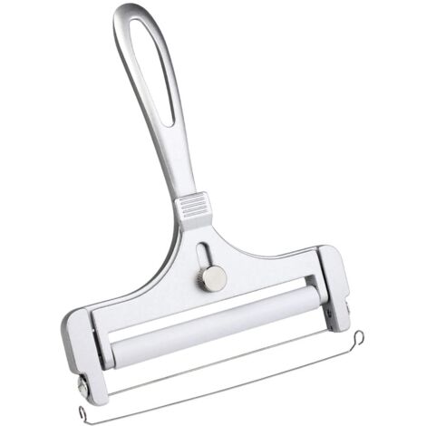 Trancheuse à fromage en fil d'acier inoxydable, trancheuse à fromage à épaisseur réglable, adaptée aux fromages à pâte molle et aux fromages semi-durs (argent givré) 5,9 x 4,5 pouces