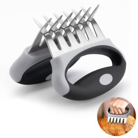 Trancheuse à viande en acier inoxydable en forme de griffe d'ours, séparateur de viande cuite, outil de barbecue extérieur, fourchette à viande, trancheuse à poulet manuelle, 2 pièces