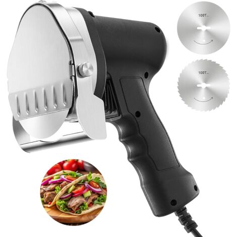 Trancheuse Electrique, pour Kebab Shawarma, Equipée de 2 lames en acier inoxydable (100 mm), FOHERE