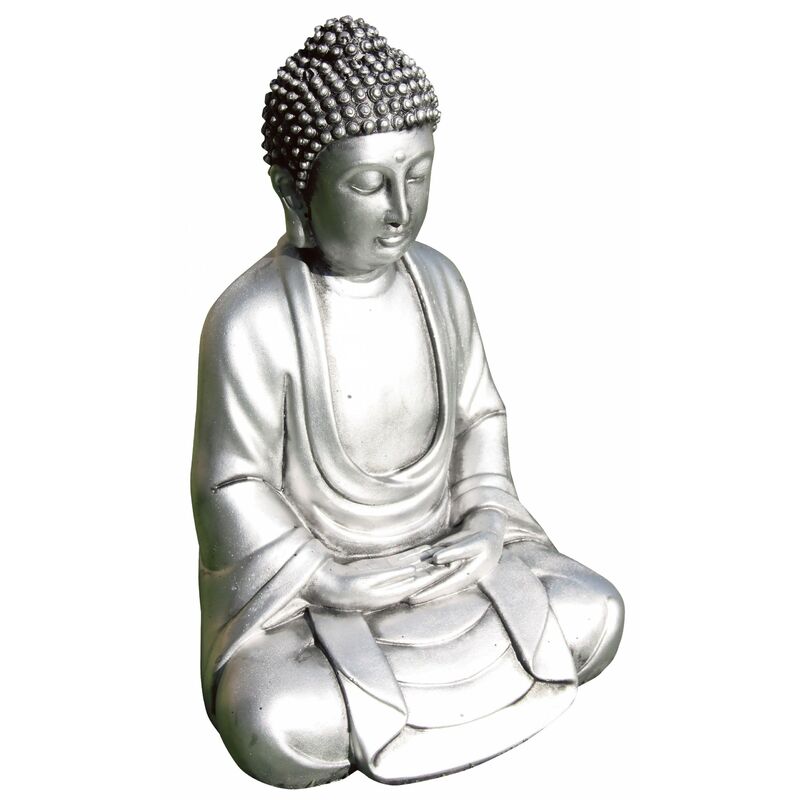 Anaparra - Statue Bouddha Tranquility 32cm. Pierre reconstituée Couleur Argent