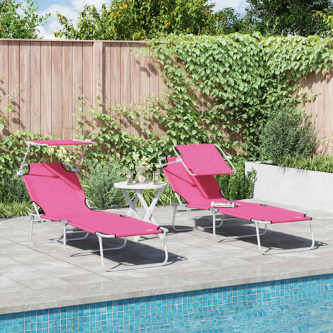 Transat 2 pcs Rose 58 x 188 x 77cm Polyester vidaXL