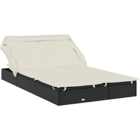 Transat 2 places avec toit pliable noir 213x118x97