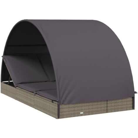 Transat 2 places avec toit rond gris 211x112x140