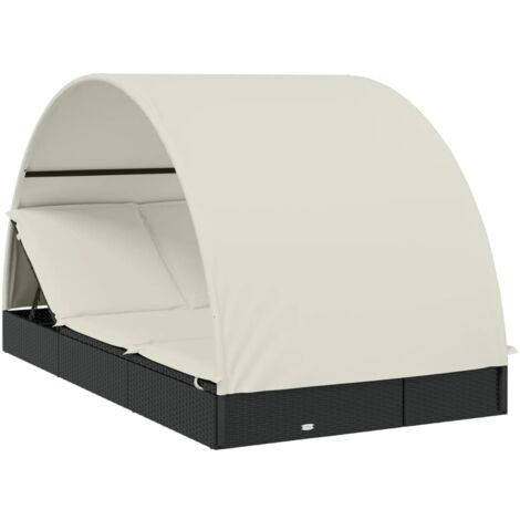 Transat 2 places avec toit rond noir 211x112x140