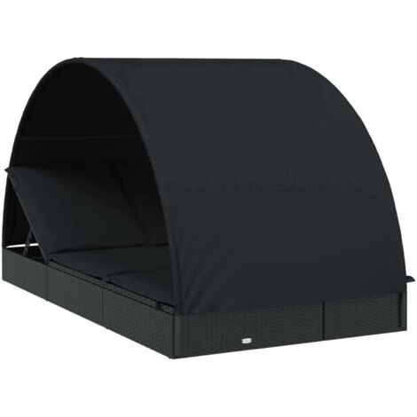Transat 2 places avec toit rond noir 211x112x140