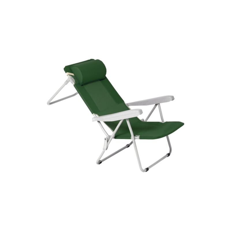 I Giardini Del Re - Chaise longue Marina en acier 6 + 1 positions 119x59x50 cm chaise de fonction lit vert pour plage et piscine exte'rieure