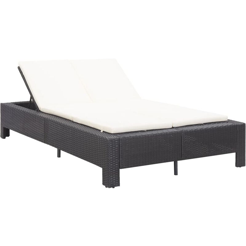 Vidaxl - Transat à 2 places avec coussin Noir Résine tressée