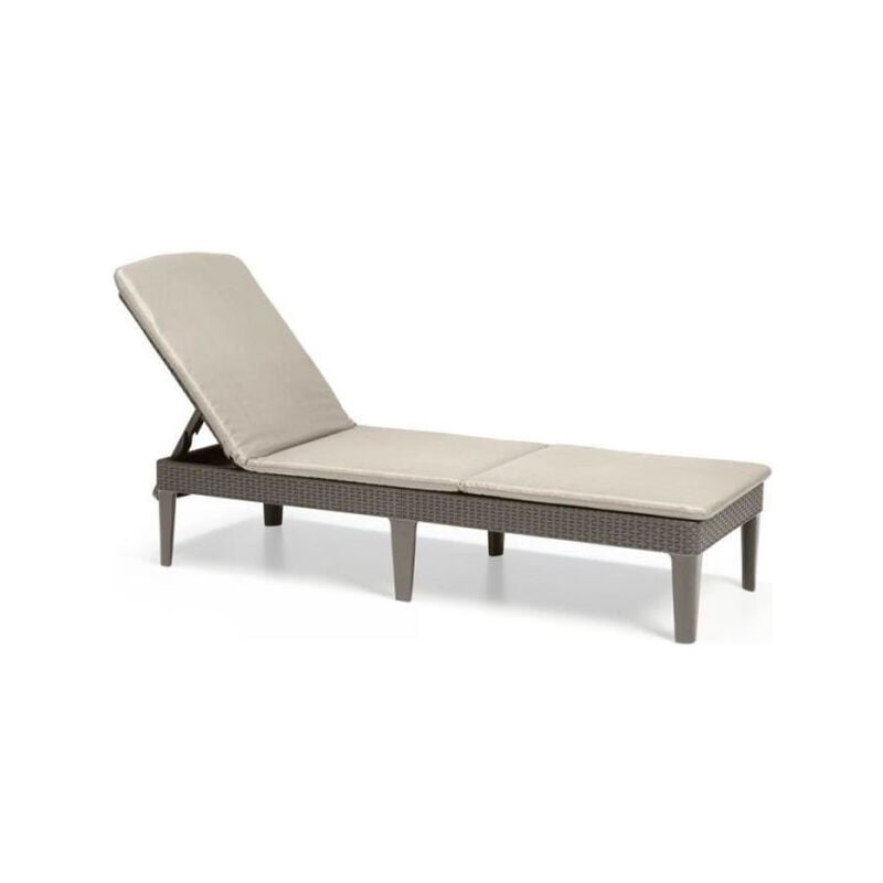 Transat Bain de soleil - Allibert by KETER - Jaipur - Résine imitation rotin tressé - Cappuccino - Dossier réglable