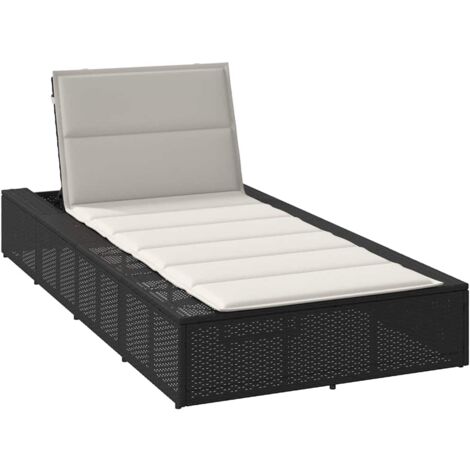 Transat avec coussin flottant noir résine tressée vidaXL
