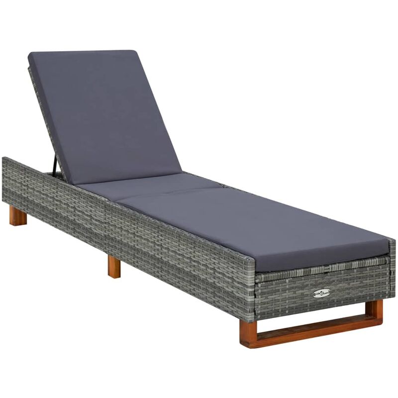Vidaxl - Transat avec coussin Résine tressée Gris