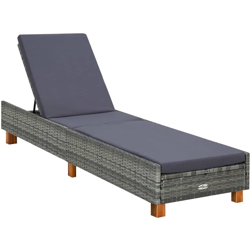Vidaxl - Transat avec coussin Résine tressée Gris