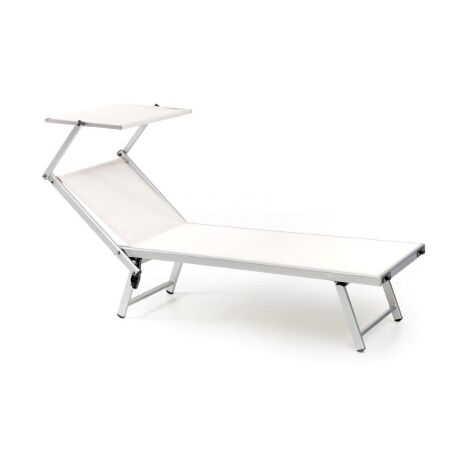 Transat avec parasol Mod Playa – Piscine de mer – Tissu texilA – Couleur blanche – Conception ergonomique pour confort optimal – Koem