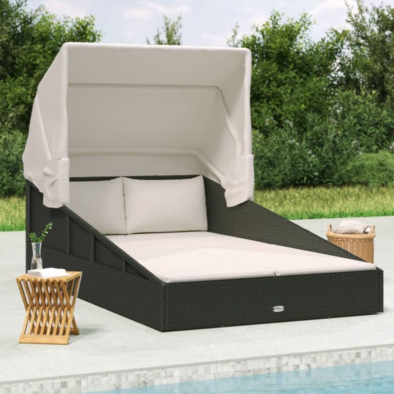 VidaXL - Sonnenliege poly-rattan, One Size, Schwarz