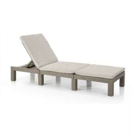 Transat Bain de soleil - Allibert by KETER - DAYTONA - en résine imitation rotin tressé - coussin - dossier réglable - cappuccino