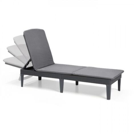 Transat Bain de soleil - Allibert by KETER – JAIPUR - en résine imitation rotin tressé - gris graphite - dossier réglable avec cous