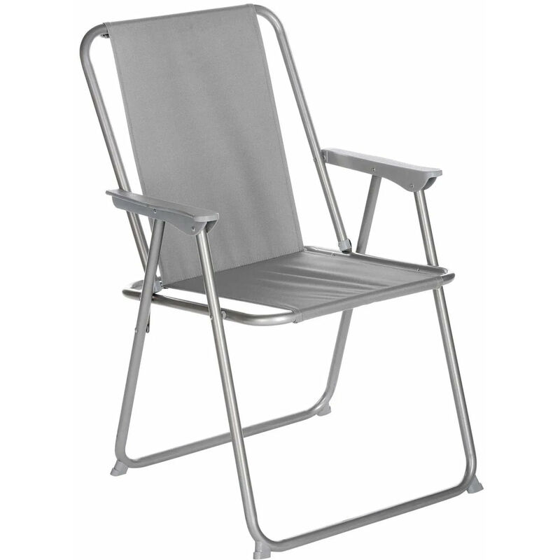 Sunnydays - Chaise de camping pliante le picnic fauteuil en metal et textilene avec accoudoirs gris anthracite 53x55xh75cm - gris anthracite
