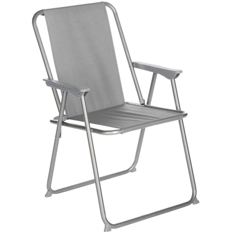 Sunnydays - Chaise De Camping Pliable Fauteuil En Metal Et Textilene Gris Anthracite 53x55xh75 cm