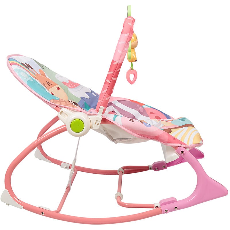Transat Balancelle Bébé Chaise Berceuse pour Bébé ,avec Ceinture de Sécurite avec Jouets Educatif Giraffe Dossier Réglage 806043cm rose