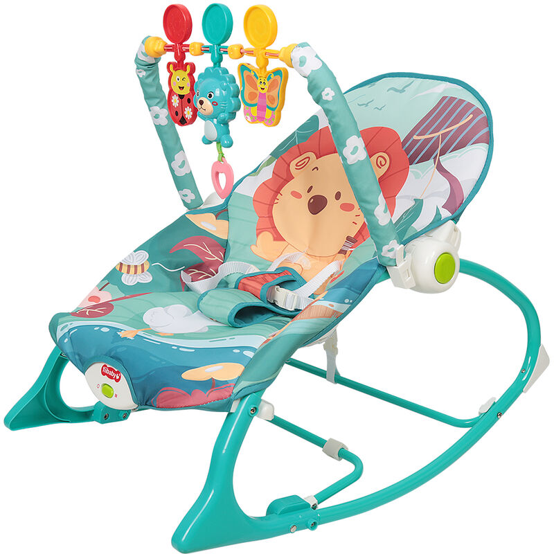 Transat Balancelle Bébé,Chaise Berceuse pour Bébé ,avec Ceinture de Sécurite avec Jouets Educatif, Dossier Réglage 806043cm BLEU