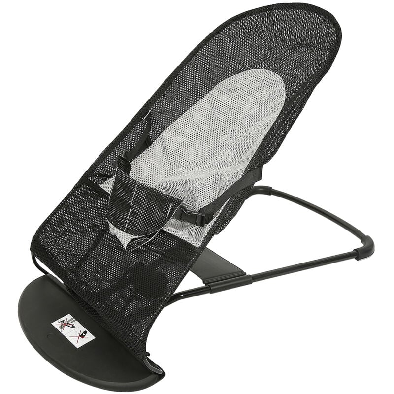 Transat Balancelle Bébé Chaise Berceuse pour Bébé avec Ceinture de Sécurite a Dossier Réglage - Noir