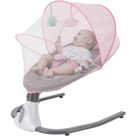 Transat Bébé Électrique Avec 4 Amplitudes De Vibrations Balançoire Bébé Électrique Pour Bébé De 0 à 12 Mois Rose Avec Télécommande