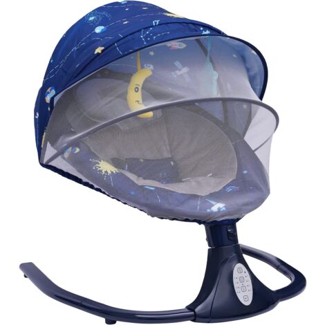 Transat Bebe, Fauteuil Bebe Transat balancelle, Angle réglable (45°/55°/65°), Fonction de minutage, Vitesse de Balancement réglable, pour Les bébés âgés de 0 à 20 Mois (Bleu)