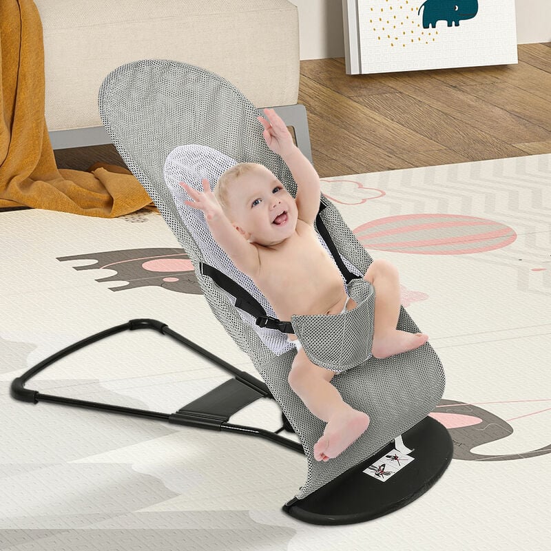 Transat bébé Baby Bouncer 3 inclinaisons Facile à transporter Gris