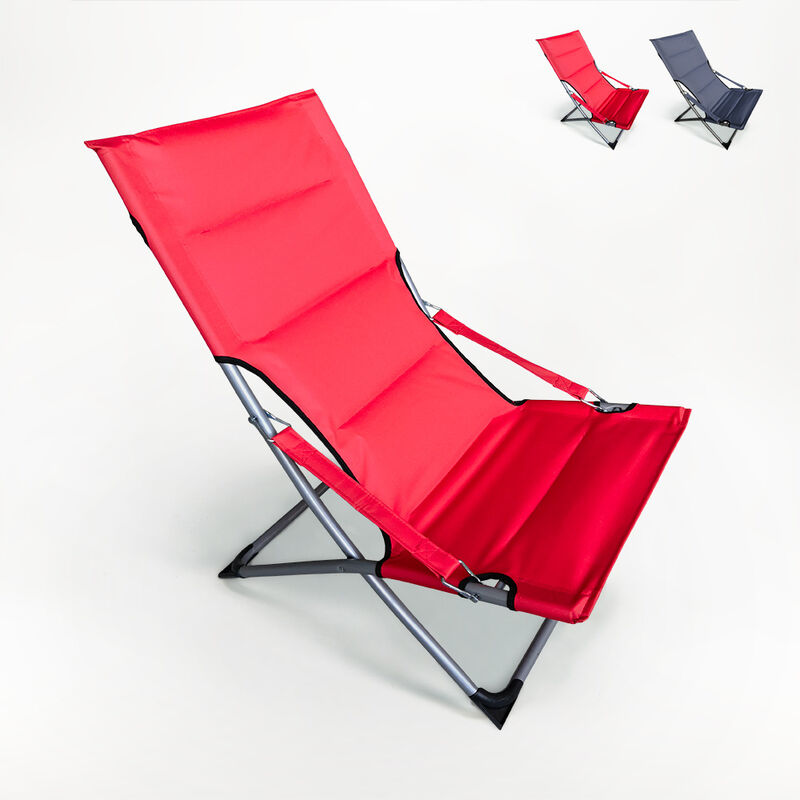 Chaise longue pliante de plage jardin et camping Canapone Couleur: Rouge