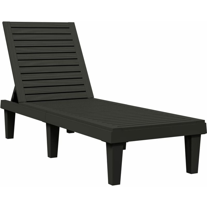 Helloshop26 - Transat chaise longue bain de soleil lit de jardin terrasse meuble d'extérieur 155 x 58 x 83 cm polypropylène noir - Noir
