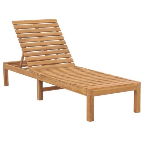 Transat chaise longue bain de soleil lit de jardin terrasse meuble d'extérieur bois de teck solide
