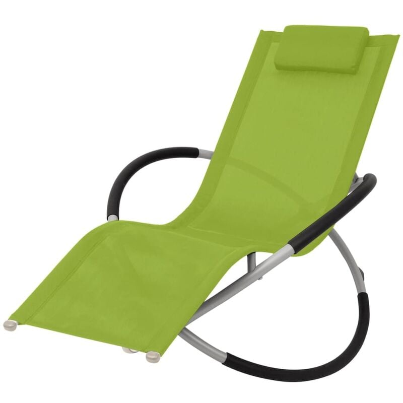 Transat chaise longue bain de soleil lit de jardin terrasse meuble d'extérieur géométrique d'extérieur acier vert - Vert