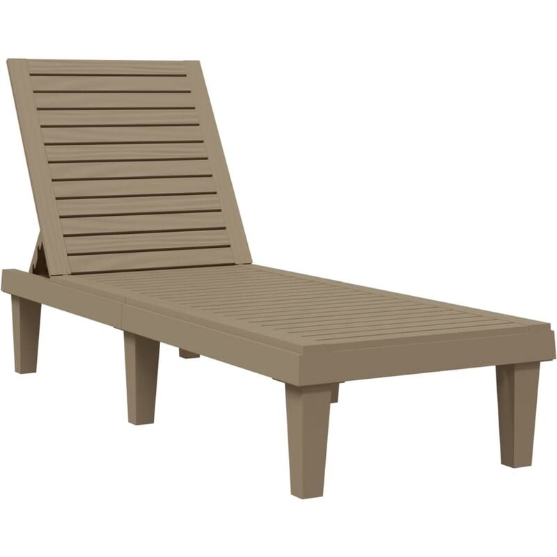 Transat chaise longue bain de soleil lit de jardin terrasse meuble d'extérieur marron clair 155 x 58 x 83 cm polypropylène - Marron