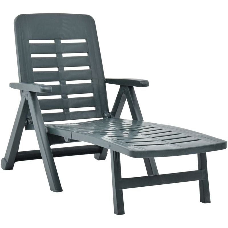 helloshop26 - transat chaise longue bain de soleil lit de jardin terrasse meuble d'extérieur pliable plastique vert