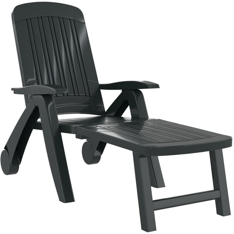 Helloshop26 - Transat chaise longue bain de soleil lit de jardin terrasse meuble d'extérieur pliable polypropylène vert - Vert