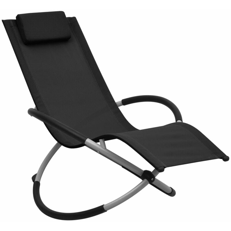 Helloshop26 - Transat chaise longue bain de soleil lit de jardin terrasse meuble d'extérieur pour enfants acier noir - Noir