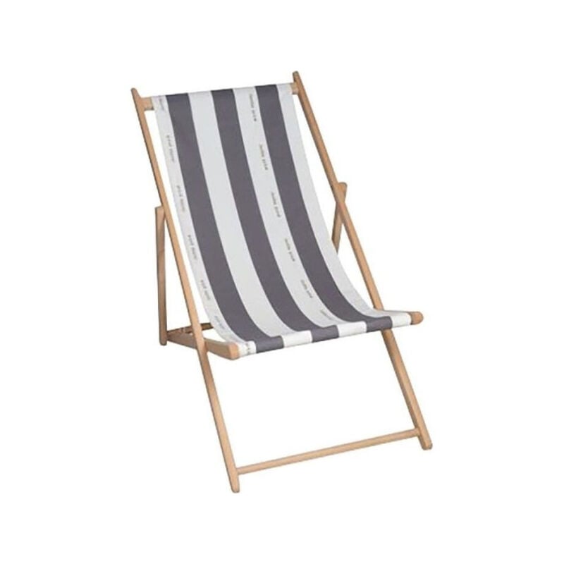 Jardin Prive - Transat Chilienne Cancale Gris - Pliable et sans entretien - Toile fixe - Multipositions