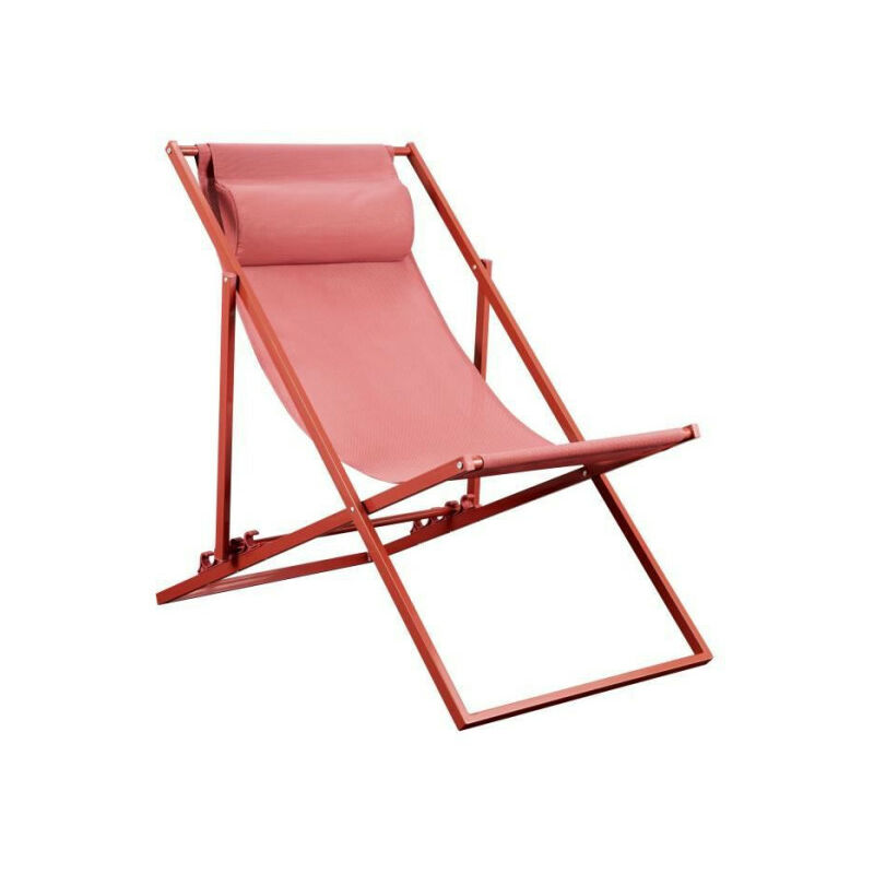 Transat Chilienne paros - Structure en acier - l 63 x p 104 x h 85 cm - Terracotta