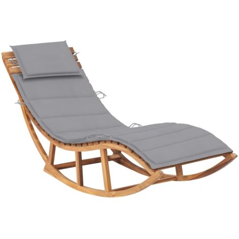 Transat de Jardin Chaise à bascule Bain de soleil  avec coussin Bois de teck solide vidaXL