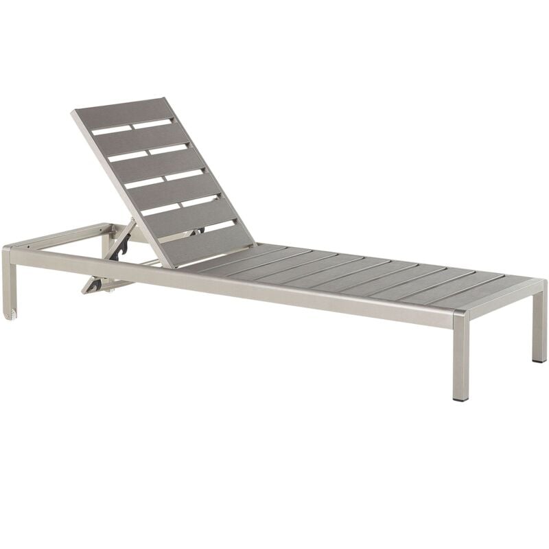 Transat de Jardin en Aluminium et Bois Composite Gris Dossier Réglable en 4 Nardo