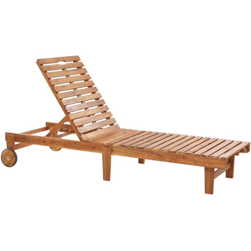 Transat de Jardin Inclinable et Pliable en Bois d'Acacia Clair Pietralunga