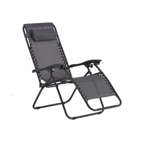 Transat de jardin inclinable noir/gris MANIHI - Gris