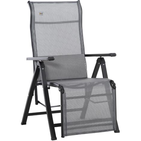 Transat de jardin pliable zéro gravité avec dossier réglable 9 positions et coussin 70 x 65 x 111 cm Gris