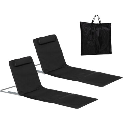 Transat de plage, chaise longue, chaise longue de jardin, pliable, dossier réglable, poche latérale, 48 cm x 134 cm x 33-43 cm, noir